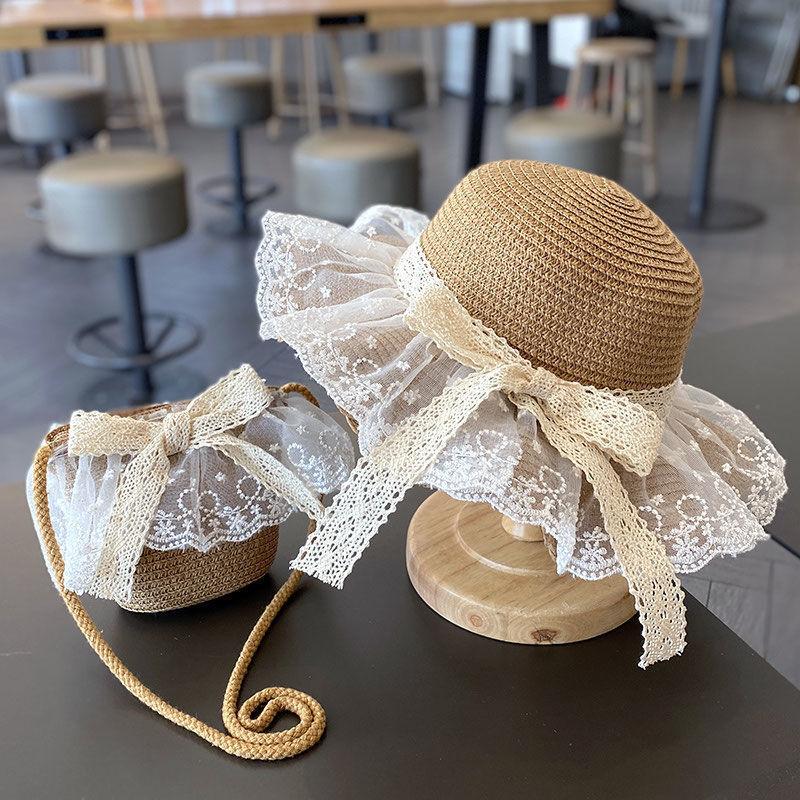Summer Children's Sun Protection Beach Straw Hat Princess Girl's Vacation Woven Sun Hat
