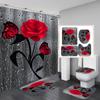 Shower Curtain & Bath Mat & U-carpet & Toilet Cover 4 Piece Set 3D Digital Printed Bathroom Curtain Set