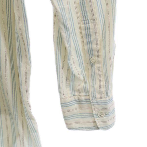 НОВАЯ рубашка с длинным рукавом на пуговицах, воротник-стойка, полоска, сделано в Японии, 1 молочно-белый, мужская, б/у