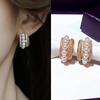 New Pearl C-shaped Stud Earrings for Women Multi-layers Gold Color Metal Small Earrings Full Rhinestone Chic Lovely Ear Decor