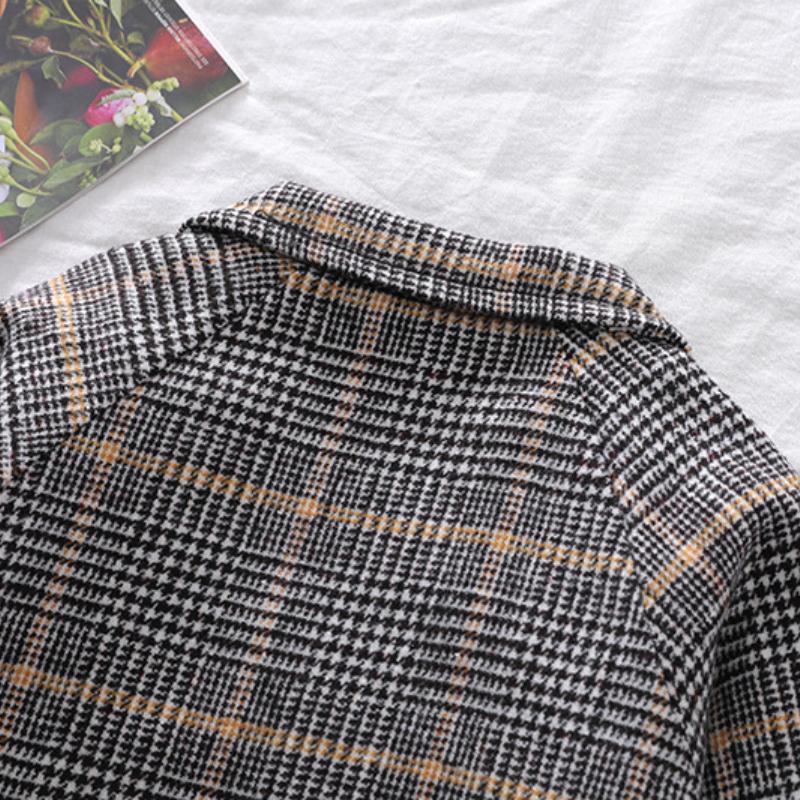 Зимние куртки в сетку, шерстяные двубортные двубортные плащи для маленьких мальчиков и девочек, пальто с лацканами, осенняя детская верхняя одежда, пальто, весеннее шерстяное пальто