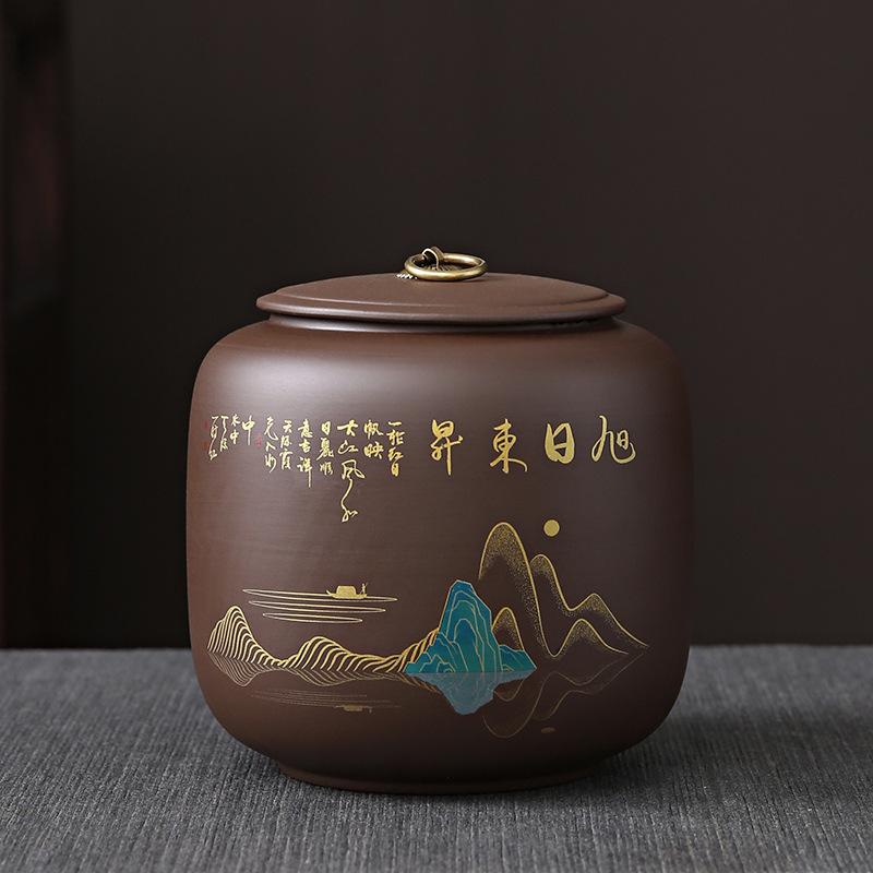 Черный домашний кухонный фиолетовый глиняный чайник для чая большой герметичный керамический чайник для хранения пуэра домашний чайник для чая черная банка для чая оптом