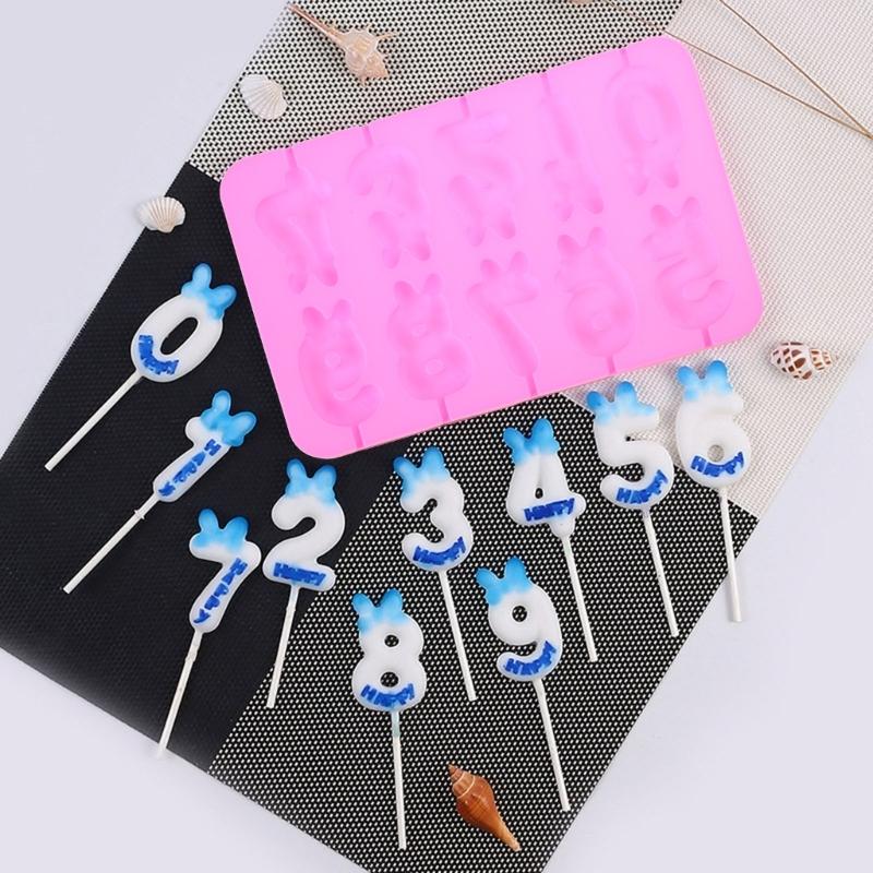 Fun DIY Number Cake Pop Candle Lollipop 0-9 Silicone Molds Set Great for All Occasions DIY Gifts