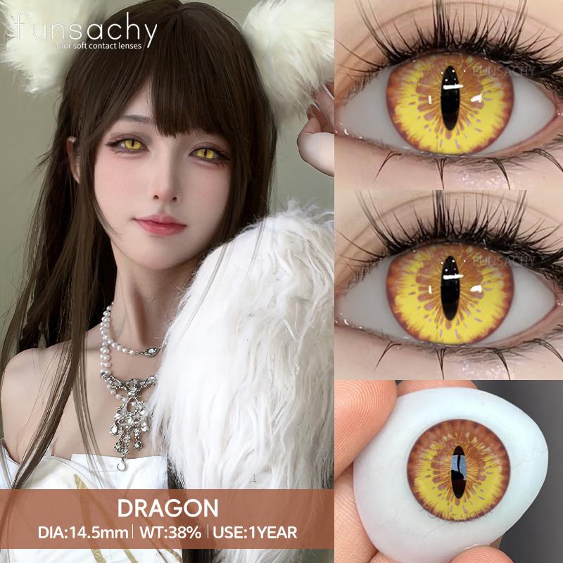 FUNSACHY 2pcs Anime Cosplay Contact Lenses Colored Lens for Crazy Halloween Solid Color Blue Contacts Pink Beauty Pupil Yearly