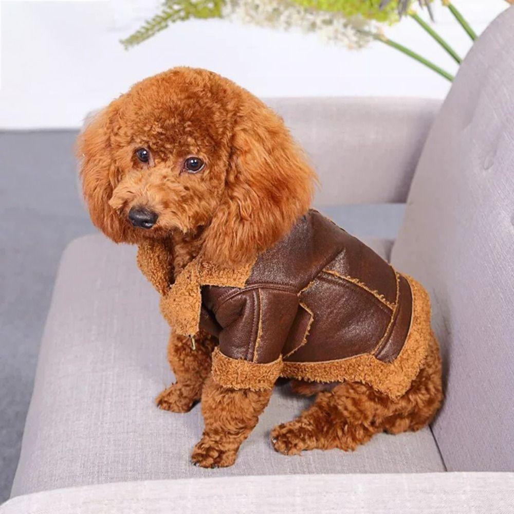 Windproof Dog Motorcycle Jacket Thickened Winter Pet Clothes Dog Fur Jackets For Autumn/Winter
