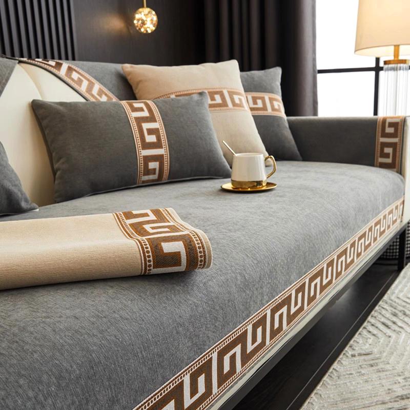 Однотонный Чехол на диван в стиле легкой роскоши, высокого класса, противоскользящий, на четыре сезона, коврик для дивана, покрывало для дивана-кровати, полотенце для украшения дома