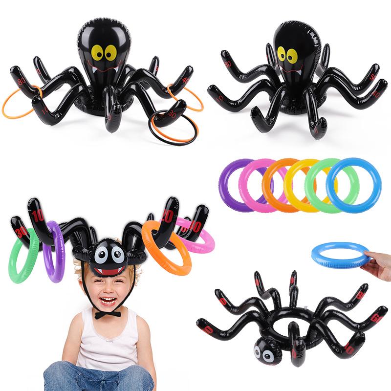 Хэллоуин Паук Осьминог Игра Кольцеброс Надувная Игрушка Подарки Детская Вечеринка на Хэллоуин Украшение В помещении На улице Семейная Игра в Бросание
