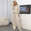 Autumn and Winter Collar Single-breasted Loose Casual Wide-leg Pants Knitted Two-piece Set for Women