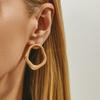Fashion INS Metal Wrinkled Round Earrings Exaggerated Swan Texture Smooth Earrings for Women