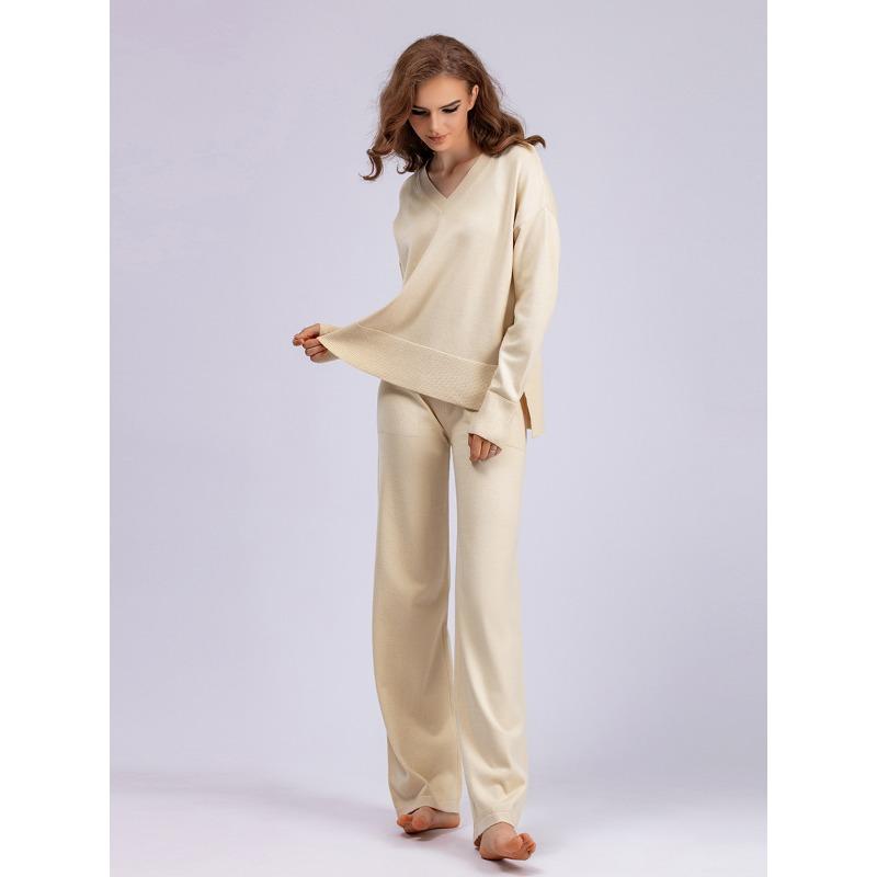 Autumn and Winter Women's Sweater Set Fashion Loose Casual Long-sleeved Sweater Pants Two-piece Set