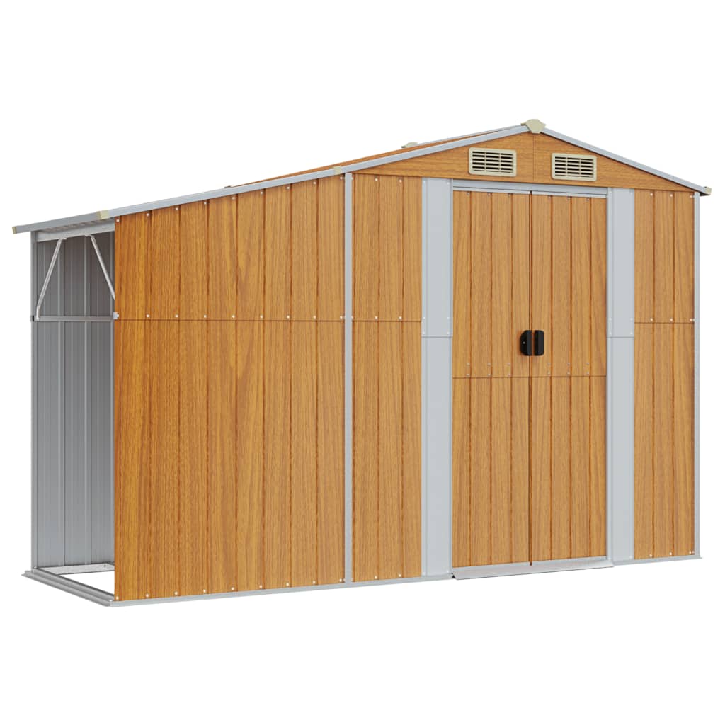 Garden Shed Light Brown 277 x 192.5 x 179 cm Galvanized Steel