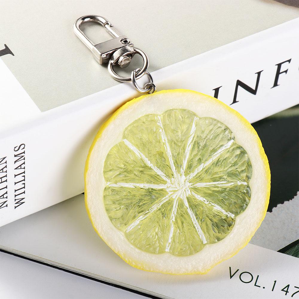 Food Lemon Slice Key Chain Orange Slice Simulation Food Key Ring Creative Hot-dog Pendant  Girls
