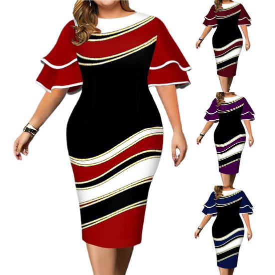 Женские нижние юбки, торжественное платье больших размеров, облегающее платье с рукавами-крылышками и цифровым принтом, большие размеры, с круглым вырезом и разрезом подол, облегающее платье для свадьбы