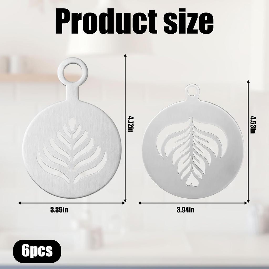 6 Coffee Stencils,Coffee Stencils Latte Art, Reble Templates for Baristas and Home Use, Professional Tool for Decorating Coffee, Perfect for