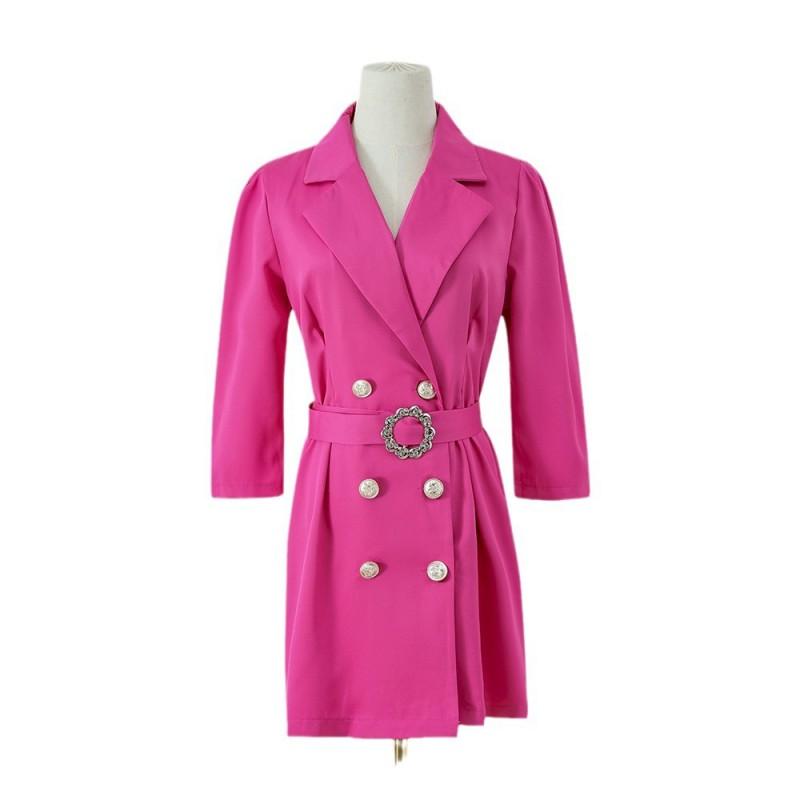Womens 3/4 Sleeve Blazer Dress Solid Color V Neck Mid Waist Mini