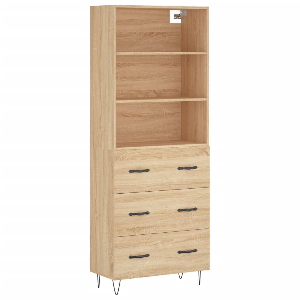 Highboard Sonoma Oak Finish 69.5 x 34 x 180 cm Engineered Wood