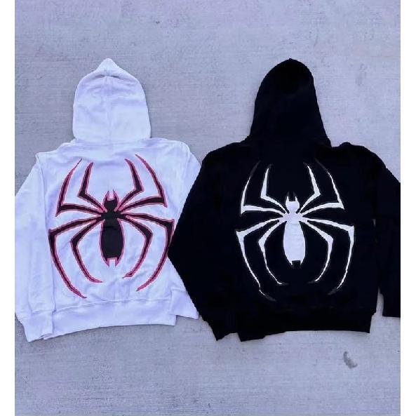 Толстовка с капюшоном Spider на молнии для женщин и мужчин в уличном стиле Harajuku с принтом, свободная куртка с капюшоном, рубашка в стиле панк-готика, одежда Y2K, толстовка