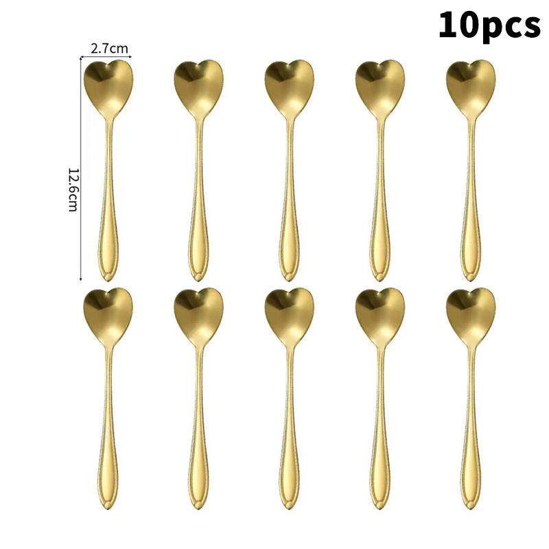 Romantic Heart Spoon Gift Set 10pcs Stainless Steel Stirrers for Coffee Bar Ideal Wedding Or Housewarming Present