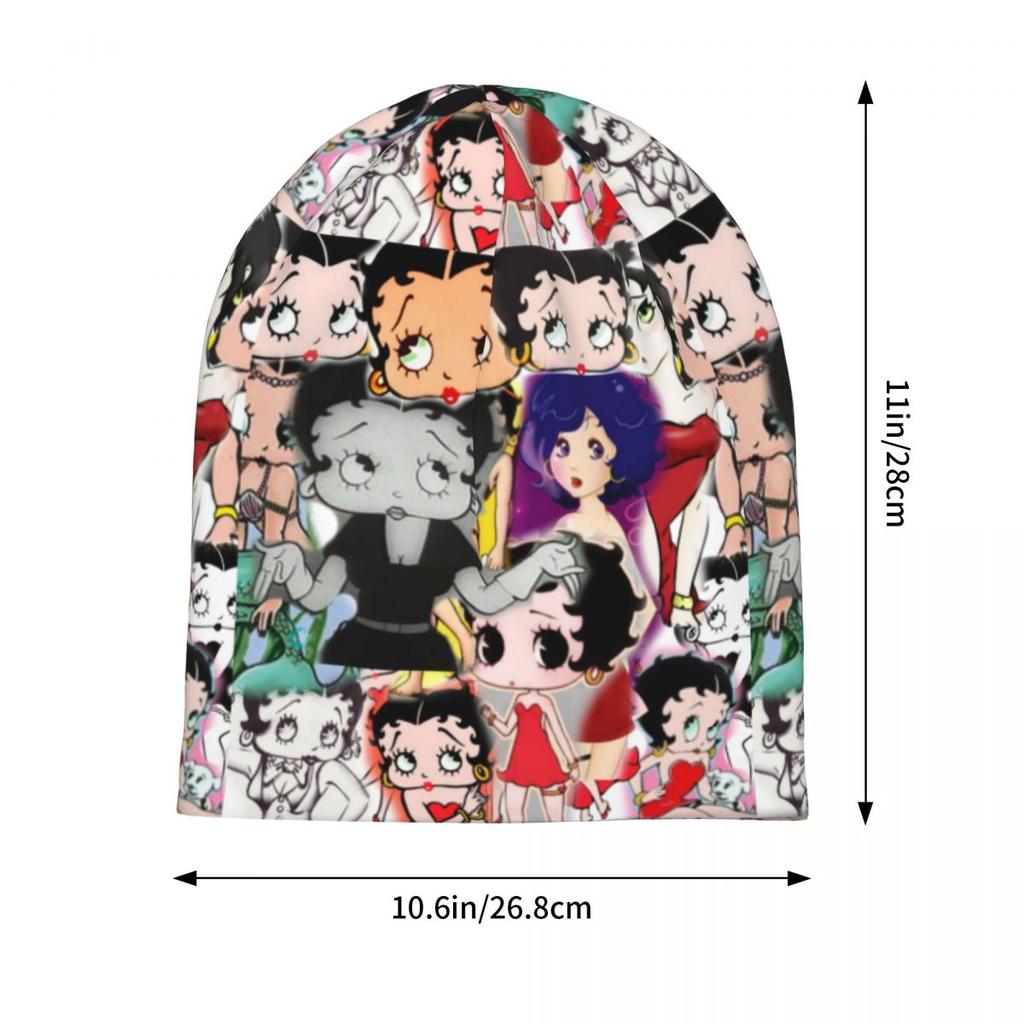Шапка-бини с коллажем Mrs Boop, зимняя теплая женская классическая шапка-бини Betty с героями мультфильмов, кепка