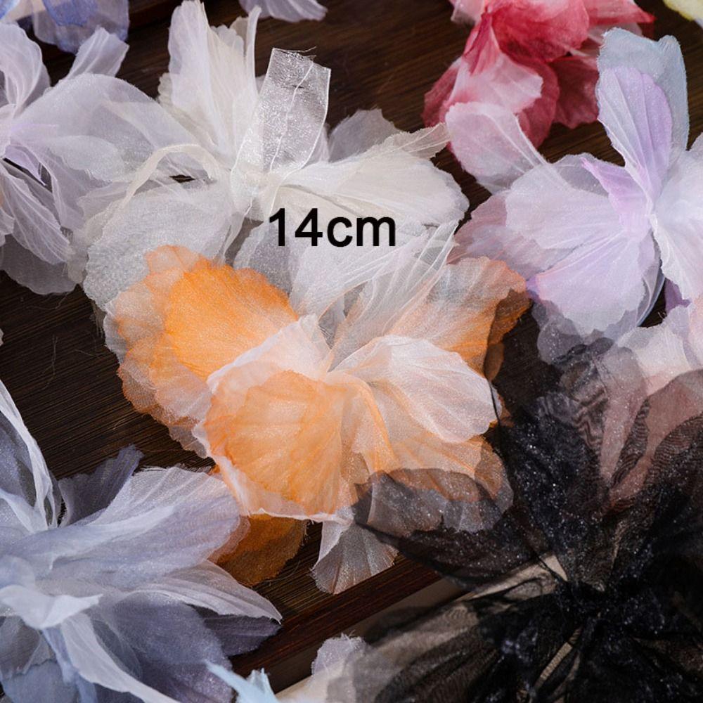 10 шт. 3D-цветочные аппликации из органзы и кружева для свадебного платья, градиентная кружевная отделка, швейные аксессуары, декоративные нашивки