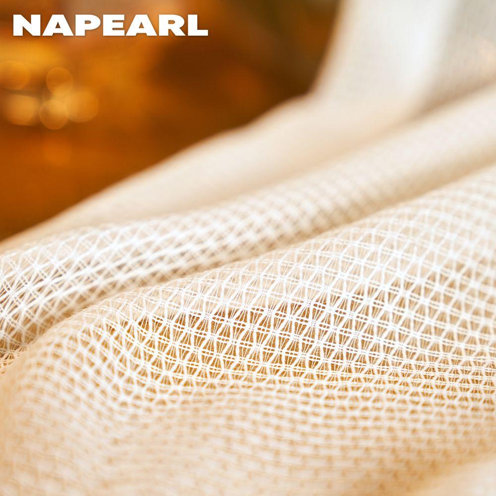 1PC NAPEARL Diamond Lattice Hollow Out Tulle Curtain Modern Elegant Living Room Sheer Curtain For Home Decor