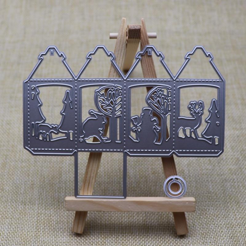 Рождественская коробка Металлические штампы для резки Олень Дерево Снеговик Трафарет для изготовления открыток Тиснение Бумажные открытки своими руками