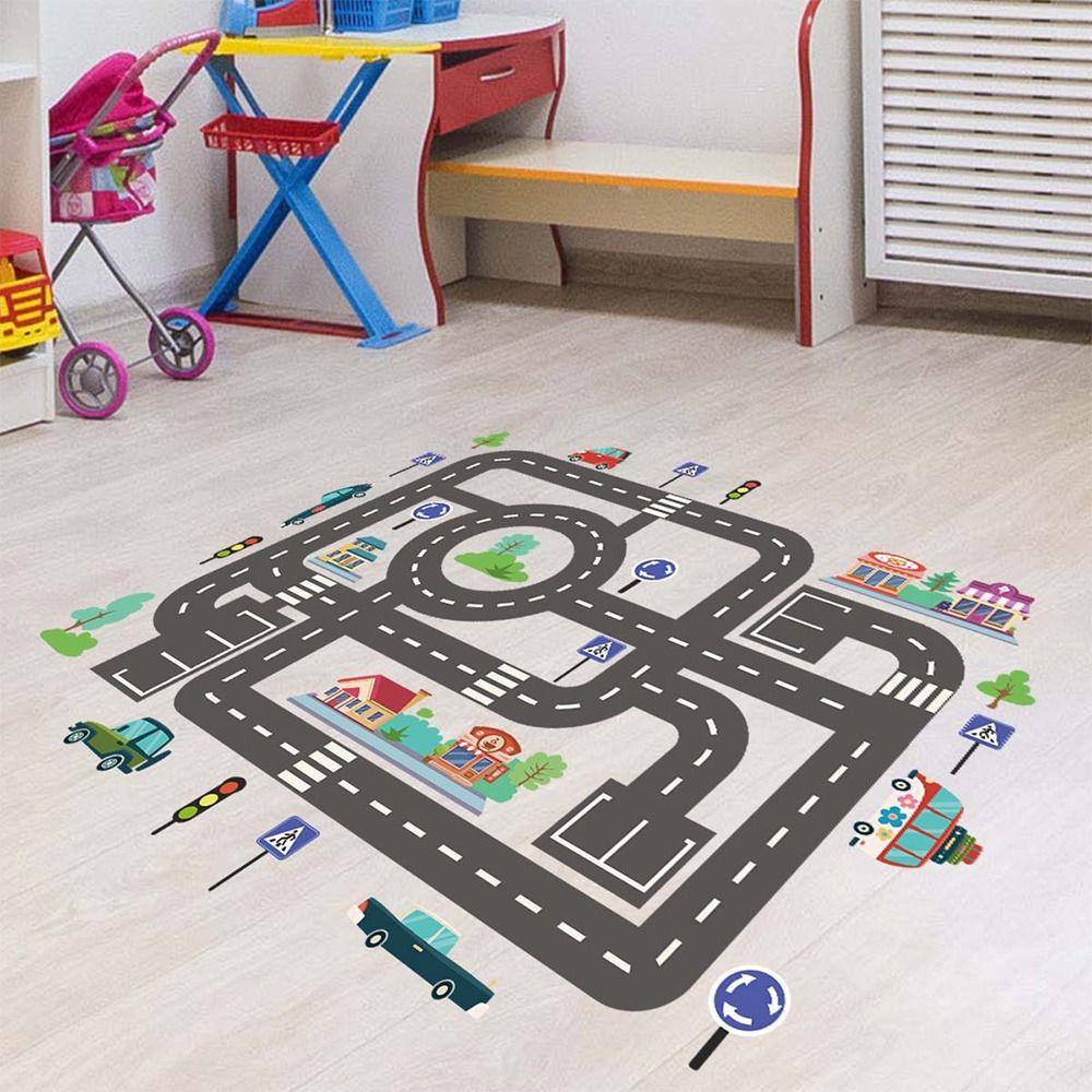Self-adhesive Educational Toy Traffic Map Stickers Cartoon Pattern Car Road Games Parking Lot Signs