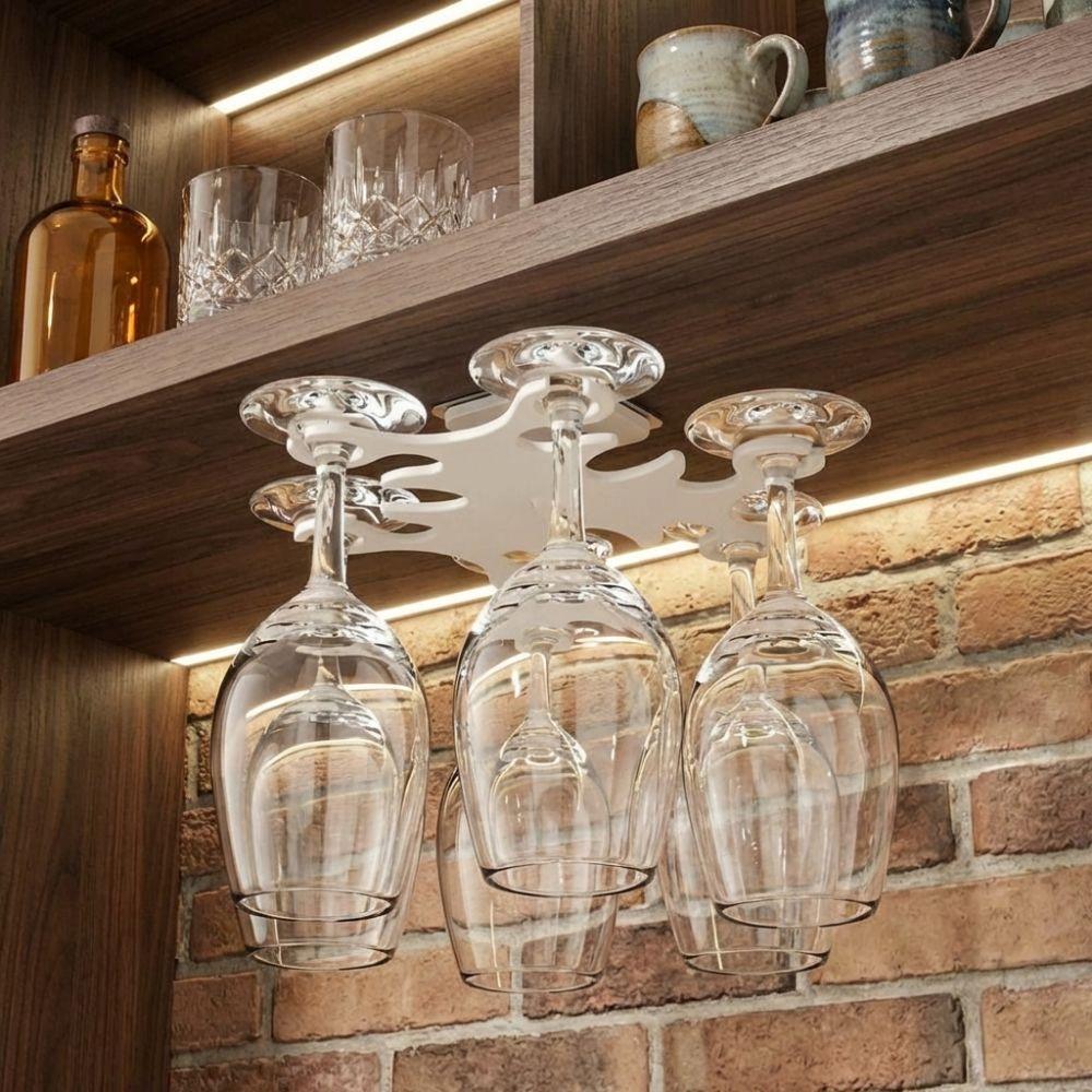 Wall Mounted Glasses Hanging Rack Plastic Inverted Goblets Rack Wine Glass Rack Dining Rooms
