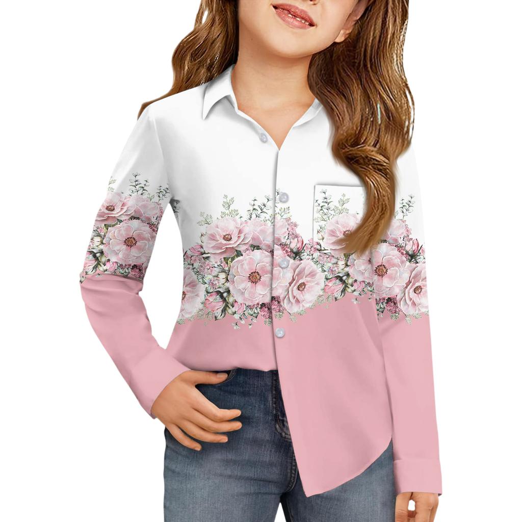 Girls' Button-Down Shirt - Long Sleeve Dress Blouse