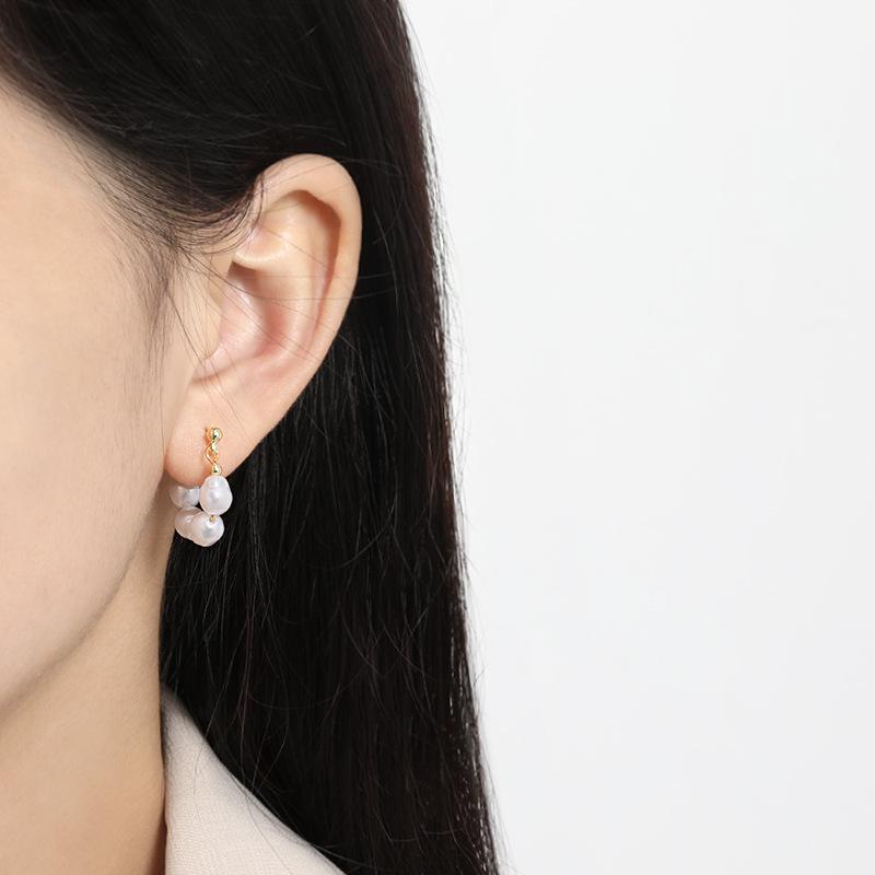 Серьги-пряжки из французского пресноводного жемчуга в форме буквы U, осенне-зимние, в стиле барокко для дворца