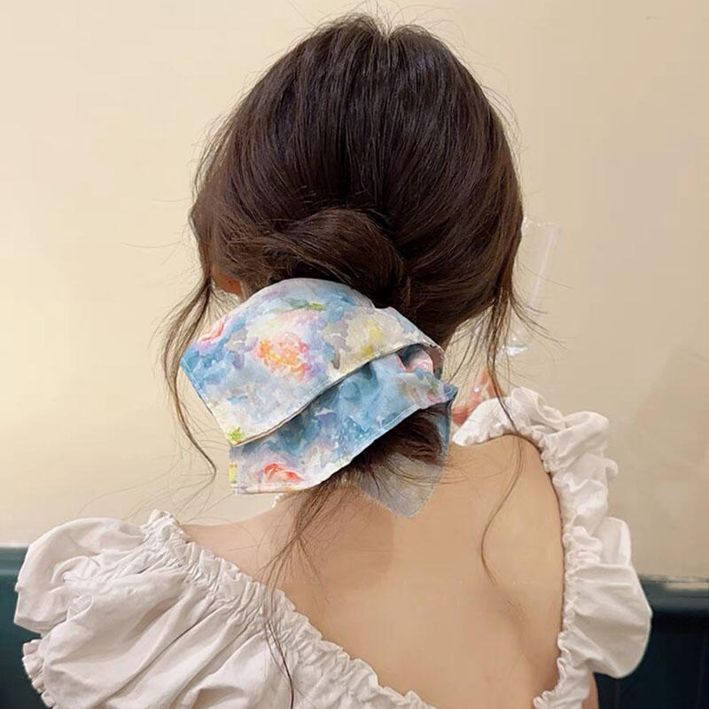 New Bohemia Floral Print Hair Scarf Scrunchies Women Large Ponytail Hair Rope Tie Headbands For Girls Party Hair Ornament