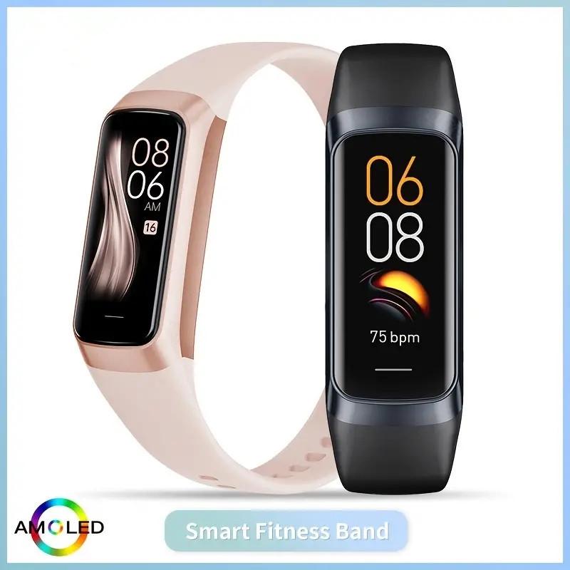 Cross-border AMOLED Smart Bracelet: Monitors Blood Pressure, Oxygen, Temperature, Heart Rate, Sleep; Waterproof Sports Watch