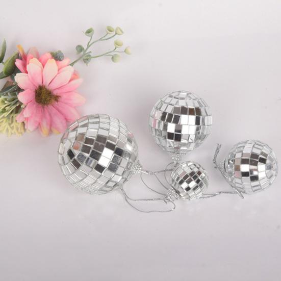 Серебряный зеркальный диско-шар, украшения, светоотражающие подвесные диско-шары, украшения для вечеринок в стиле ретро 70-х, рождественских дней рождения, принадлежностей