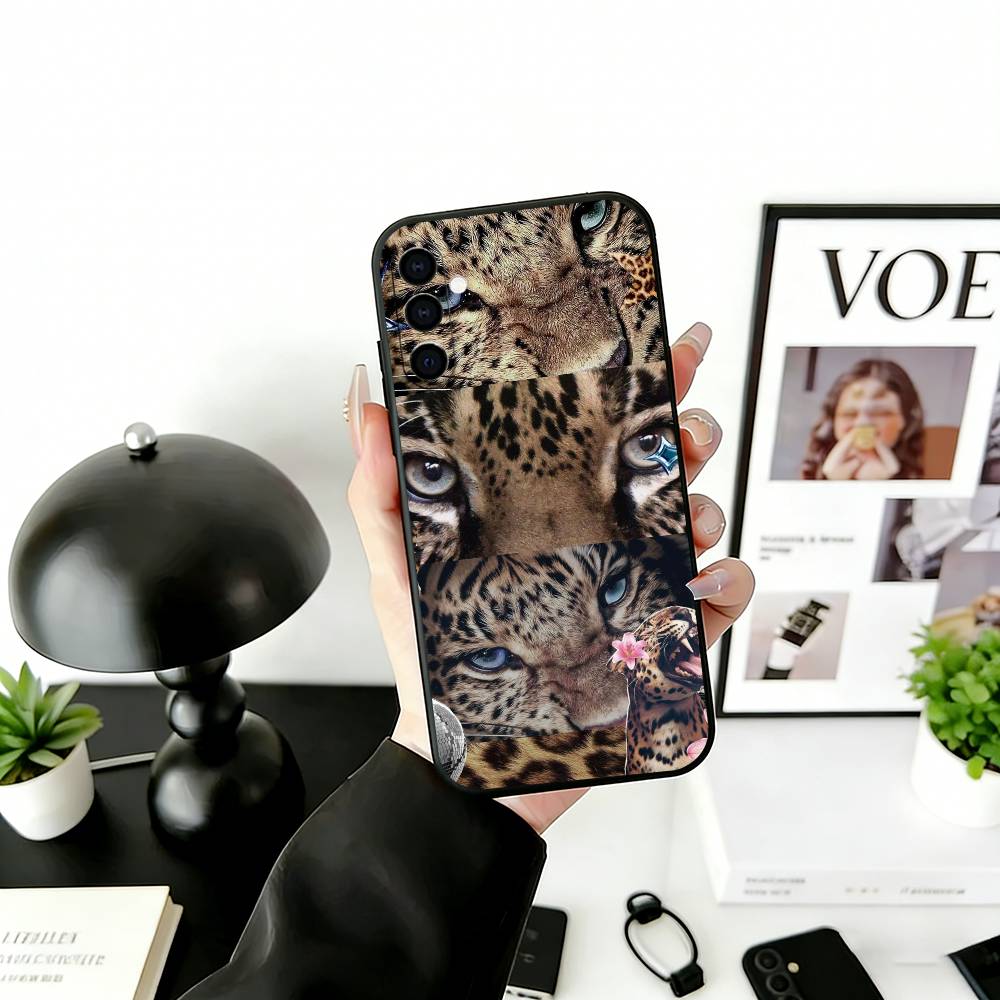 Модный чехол для телефона с леопардовым принтом для Samsung Galaxy A73, A72, A71, A70, A53, A52, A51, Мягкий силиконовый черный чехол