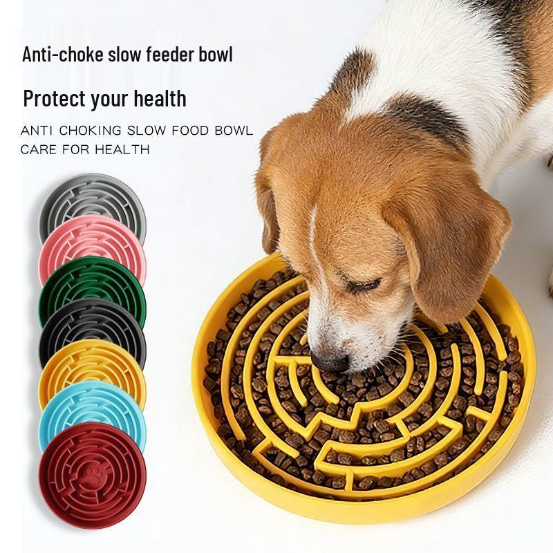 Dog Slow Feeder Bowl with Suction Cup, Non-slip, Easy-Clean Silicone Pet Bowl