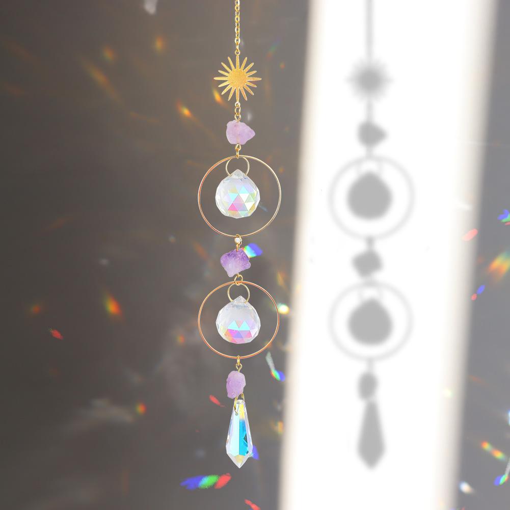 Crystal Star Sun Wind Chimes Hexagon Diamond Prisms Hanging Light Catcher Rainbow Make Window Curtains Pendant Home Room Deocr