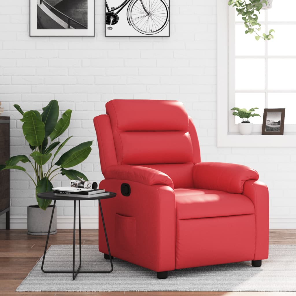 Recliner Chair in Red Artificial Leather