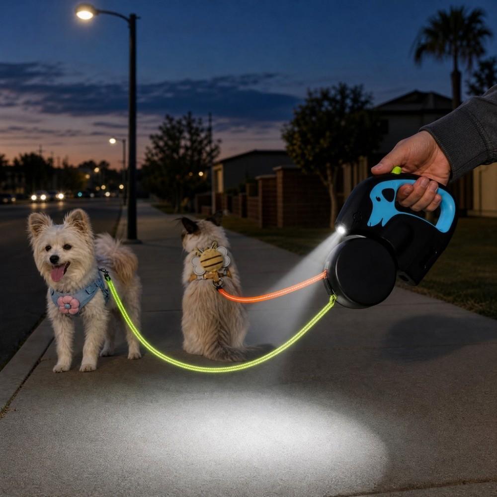 Reflective Dual Pet Leash No Mesyy Automatic Dog Walkies Lead For Outdoor Walking