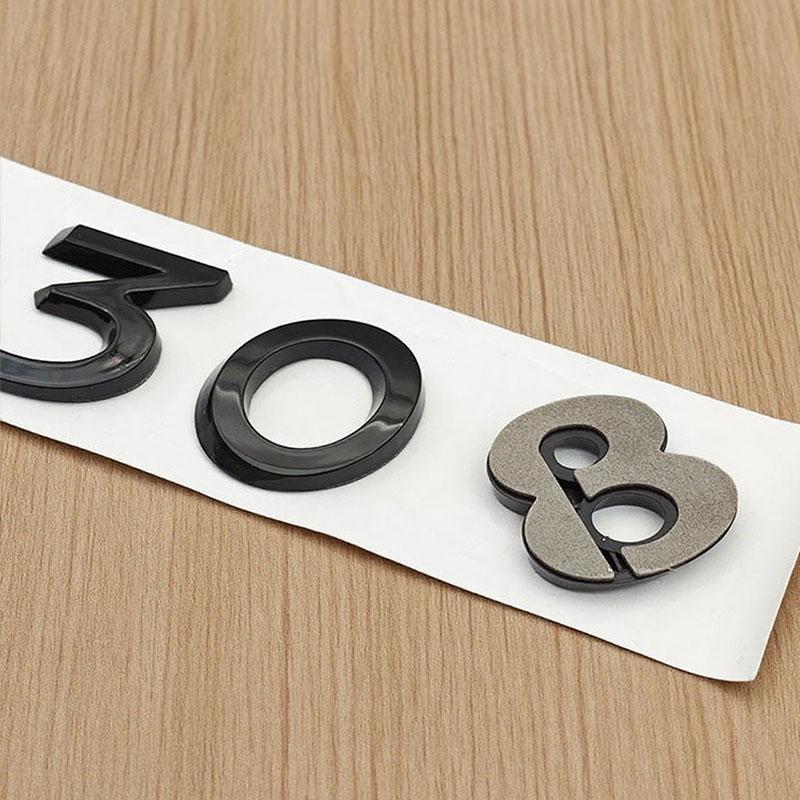 3D ABS Self-Adhesive Numbers 206 207 301 307 308 408 508 Logo Emblem Car Rear Trunk Sticker Badge Decal For Peugeot Accessories