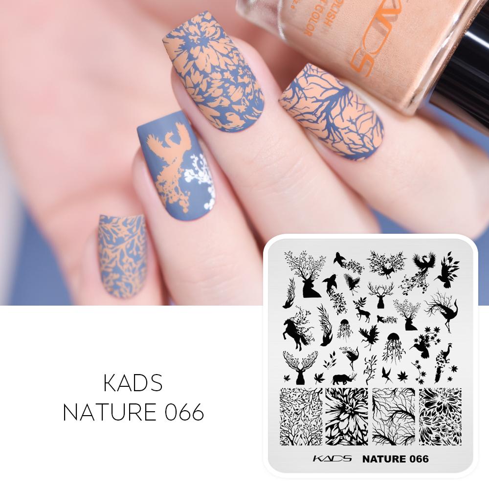 kads Nature 066 Пластина для штамповки ногтей, трафарет для печати, шаблон, инструмент, аксессуары для маникюра