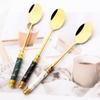 2 шт., золотой, черный, креативный набор кофейных ложек с имитацией мрамора, маленькая ложка из нержавеющей стали, посуда, кухонные аксессуары из серебра