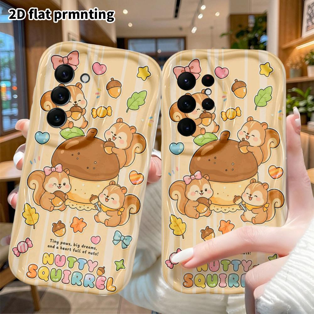 Phone Case: 2D flat Samsung Galaxy A34 A35 M05 M06 S20 S22 S21 FE Plus 5G protective case, Nutty Squirrel, perfect Christmas and Halloween holiday gif