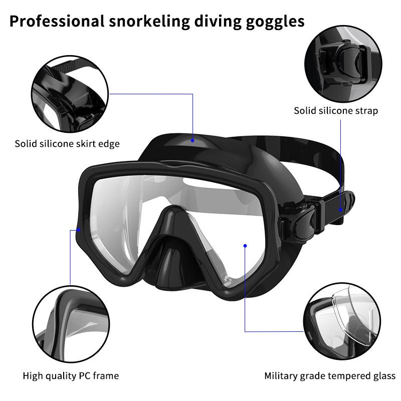Professional Large Frame Soft Silicone Diving Mask Snorkel Set For Men Women Diving Snorkeling Gear