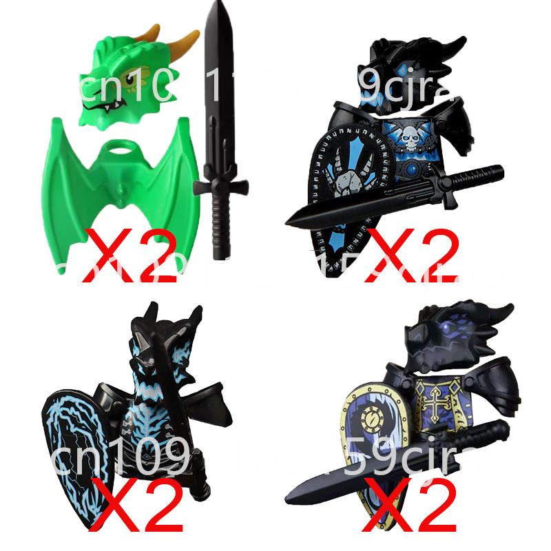 Совместимые MOC Средневековые Строительные Блоки Персонажи Солдаты Рыцари Драконов Черный Лев Орел Игрушка Подарок Кирпичики Фермер Солдат X048