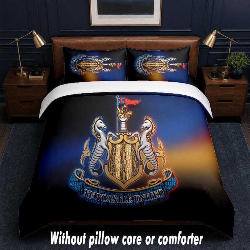 Newcastle United Football Design Bed Bedding Set 1 Duvet Cover + 2 Pillowcases Soft Breathable Household Bed Linens
