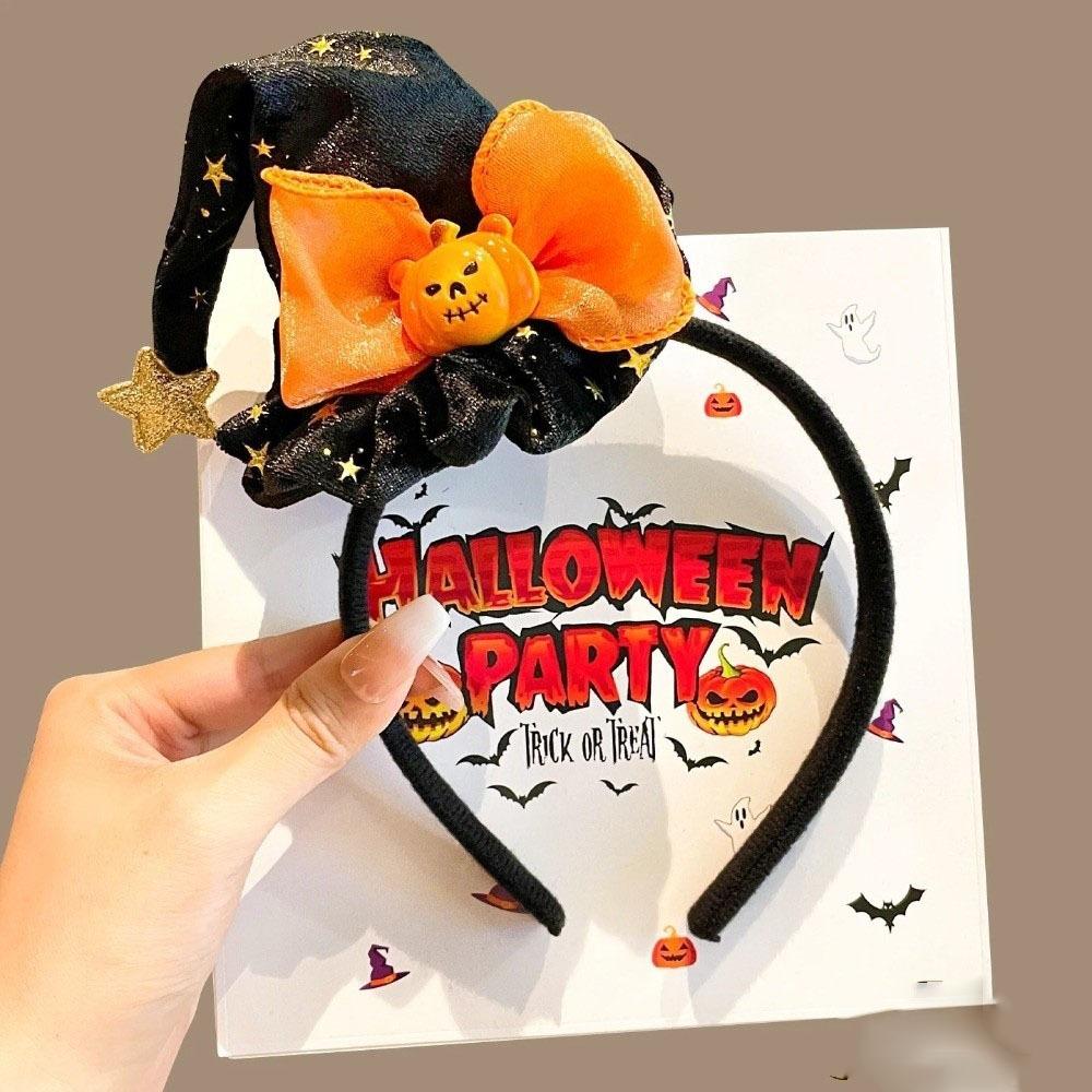 Ghost Witch Hat Headband Pumpkin Cone Hat Hair Hoop Halloween Party Hair Band Photo Props