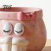 Unique Birthday Gifts for Girls Cute Cartoon Girl Pen Holder, Resin Makeup Brush Decorative Desktop Storage Accessories Organizer with Bow Design,