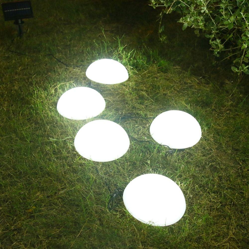 5pcs Half Ball Shaped Solar Ground Lights 1 Drag 5 Cobblestone Lamp  Landscape Stairs Yard Deck