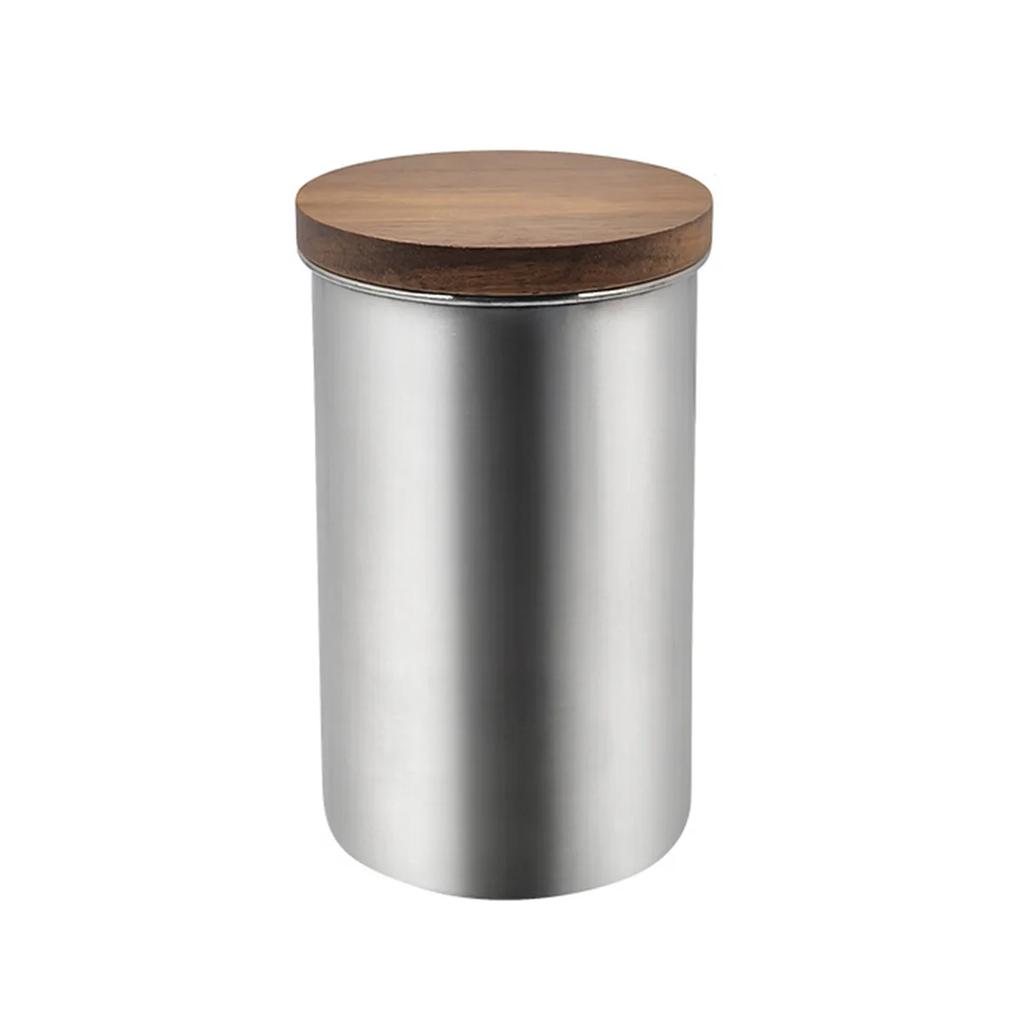 1Pc Storage Jars with Airtight Lid, Containers Kitchen Food Canisters with Acacia Wood Lids for Coffee Beans/Sugar/Tea/Nuts