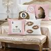 Lucky Leopard Pillow Cover Pink Trendy 8 Ball Playing Card & Lip Print Square Cushion Case Soft Decorative Pillowcase